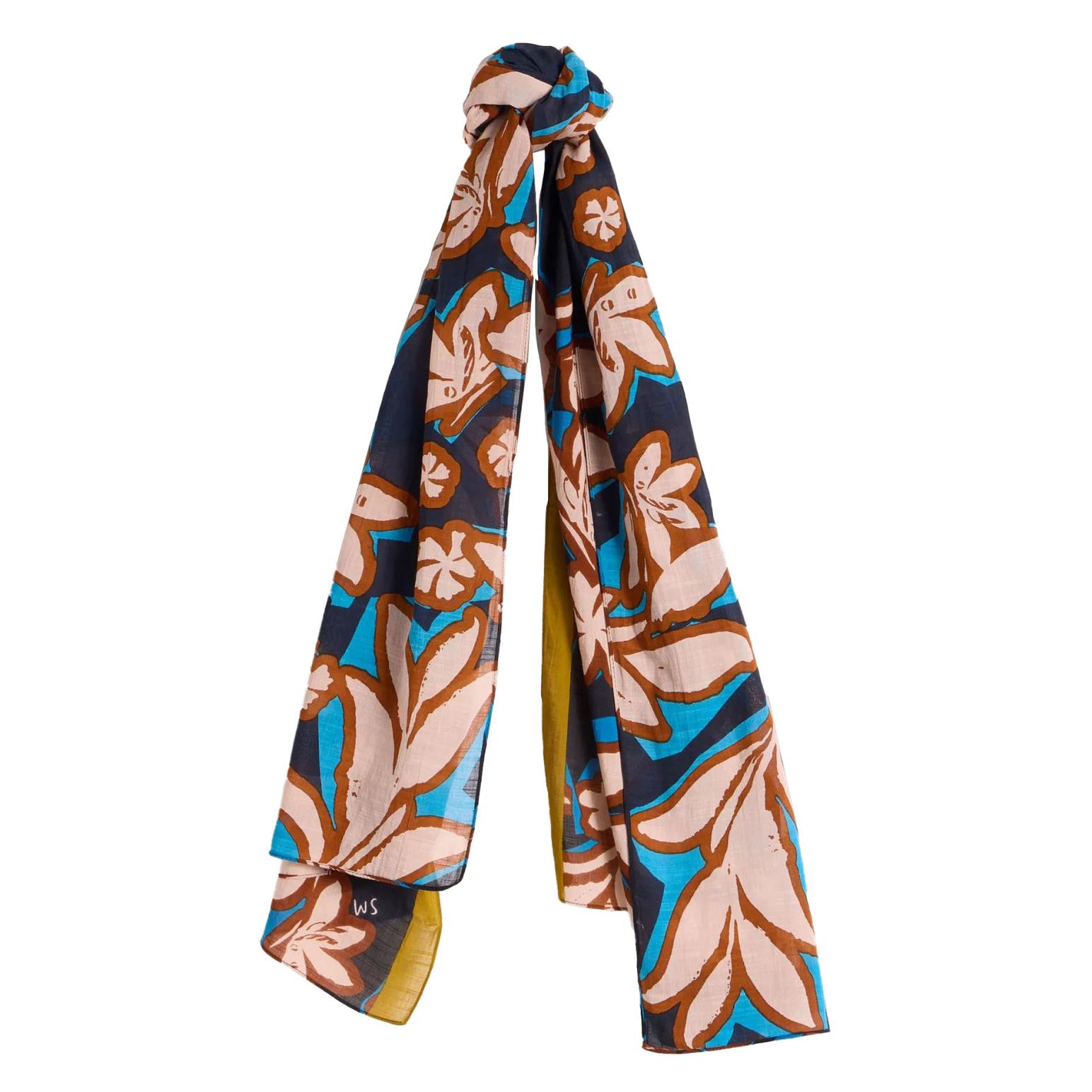 White Stuff Abstract Leaf Print Scarf